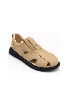 Rks Shoes Çocuk Sandalet Lastikli Rahat Kullanım Deri Bej Rks Shoes Çocuk Sandalet Lastikli Rahat Kullanım Deri Bej