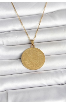 316l Çelik Gold Renk Ayetel Kürsi Yazılı Kolye Tj-bko11059 Çok Renkli