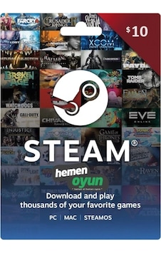Hemenoyun Steam Gift Card 10 Usd Dolar Cüzdan Kodu