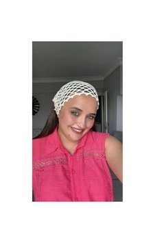 El Örgüsü Ekru Saç Filesi - Bohem Stil Bandana Ekru El Örgüsü Ekru Saç Filesi - Bohem Stil Bandana Ekru
