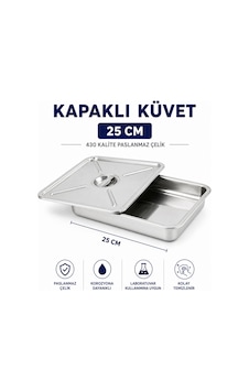 Kapaklı Küvet 25 Cm - 430 Paslanmaz Çelik Kapaklı Küvet 25 Cm - 430 Paslanmaz Çelik