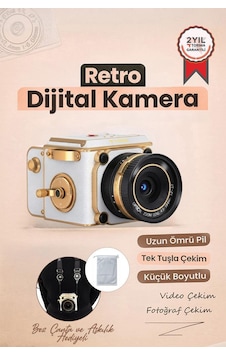 Vintage Dijital Kamera Selfie Video Vlog Kamerası Fotoğraf Makinesi Cmr48 Beyaz Vintage Dijital Kamera Selfie Video Vlog Kamerası Fotoğraf Makinesi Cmr48 Beyaz