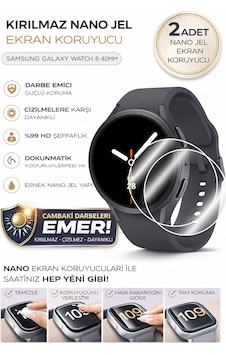 Samsung Galaxy Watch 8 40mm Uyumlu Nano Jel Ekran Koruyucu 2 Adet Darbe Emici Tam Kaplayan Samsung Galaxy Watch 8 40mm Uyumlu Nano Jel Ekran Koruyucu 2 Adet Darbe Emici Tam Kaplayan