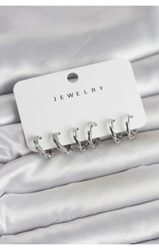Gümüş Renk Pirinç Kemik Model 3 Çift Kadın Küpe Seti Çok renkli Gümüş Renk Pirinç Kemik Model 3 Çift Kadın Küpe Seti Çok renkli
