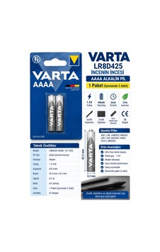 Varta 1.5v Alkalin Aaaa Boy İncenin İncesi Kalem Pil 2'li Kart