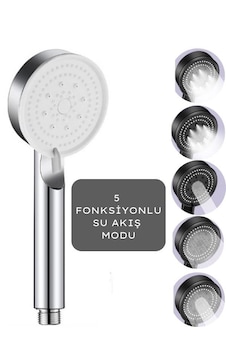 Krom 5 Fonksiyonlu Yüksek Basınçlı Ayarlanabilir Duş Başlığı Krom Krom 5 Fonksiyonlu Yüksek Basınçlı Ayarlanabilir Duş Başlığı Krom