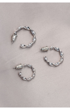 Burgu Model Gümüş Metal Küpe Seti Gümüş
