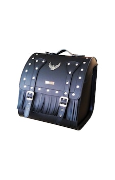 Motosiklet Deri Arka Çanta Valiz Mod Chopper Siyah Motor Çanta