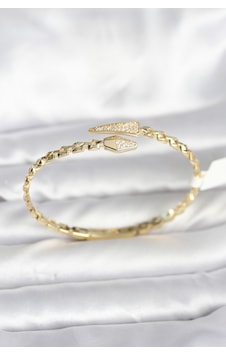 Yılan Model Pirinç Gold Renk Kadın Kelepçe Bileklik Çok Renkli