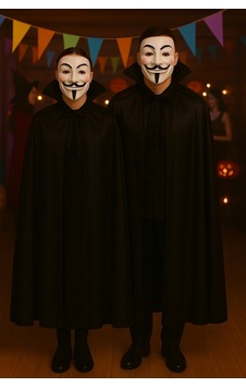 Cadılar Bayramı Vendetta Maske Ve Siyah Yakalı Pelerin 120 Cm Kostüm Seti Parti Aksesuarı Çok Renkli Cadılar Bayramı Vendetta Maske Ve Siyah Yakalı Pelerin 120 Cm Kostüm Seti Parti Aksesuarı Çok Renkli