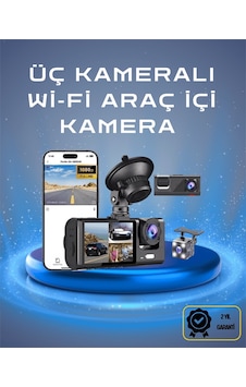 Üç - 514 - Kameralı 1080p Full Hd Araç İçi Kamera G-sensörlü Ve - Smglobal - Gece Görüşlü Üç - 514 - Kameralı 1080p Full Hd Araç İçi Kamera G-sensörlü Ve - Smglobal - Gece Görüşlü