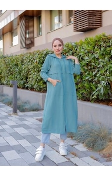 Lovie Moda Kadın Kapşonlu Kap Yeşil