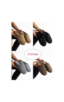 Moda Devrin 3'lü Paket Fitilli Kaydırmaz Sessiz Terlik Çeyiz Bohça Seti Yıkanabilir Çok Renkli