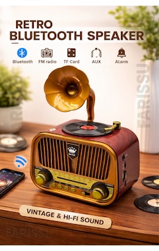 Nostaljik Gramofon Tasarımlı Bluetooth Radyo Fm/am/sw Usb & Tf Kart Destekli Type-c Şarjlı Nostaljik Gramofon Tasarımlı Bluetooth Radyo Fm/am/sw Usb & Tf Kart Destekli Type-c Şarjlı