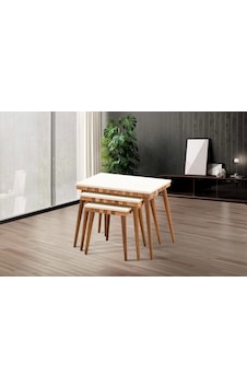 Nivemeshome Safari Ceviz-krem Zigon Sehpa Ceviz-krem