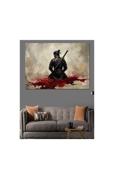 Yaralı Savaşçı Ve Kanlı Meydan Yağlı Boya Dokulu Kanvas Tablo Canvas Tablosu