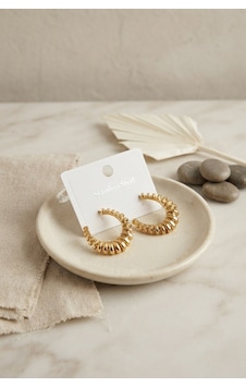 316l Çelik Gold Renk Tırtıklı Halka Model Küpe Çr 316l Çelik Gold Renk Tırtıklı Halka Model Küpe Çr