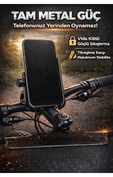 Mega Oto Market Bisiklet Ve Motosiklet Telefon Tutucu Kızaklı Ayarlanabilir Siyah Telefon Standı