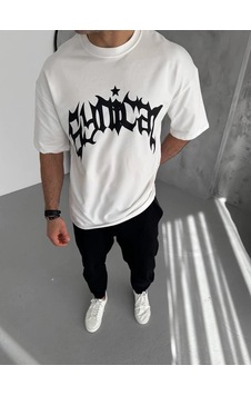 Barlashive Erkek Baskılı Bisiklet Yaka T-shirt - Beyaz Çok Renkli Barlashive Erkek Baskılı Bisiklet Yaka T-shirt - Beyaz Çok Renkli