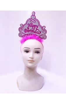 Mey İthalat Happy Birthday Neon Pembe Renk Doğum Günü Tacı 24x15 Cm Mey İthalat Happy Birthday Neon Pembe Renk Doğum Günü Tacı 24x15 Cm