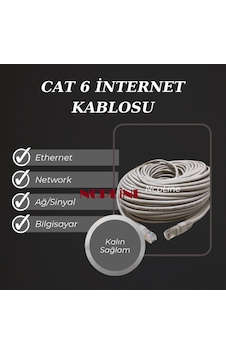 Cat6 Patch Ethernet Internet Kablosu 7 Mt Tv Plus Uçları Takılı Test Edilmiş li