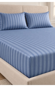 Varol %100 Pamuk Saten Stripe Tek Kişilik Lastikli Çarşaf Takımı 30 Cm 1 Yastık Kılıfı İndigo Varol %100 Pamuk Saten Stripe Tek Kişilik Lastikli Çarşaf Takımı 30 Cm 1 Yastık Kılıfı İndigo