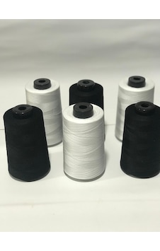 Siyah Beyaz Dikiş İplik 6'lı Set 120 No 5000mt, Polyester