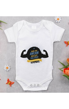 Bk Gift Bk Kids İsimli Amcam Her Şeyi Halleder Tasarımlı Bebek Body Zıbın - Model 1 Sarı
