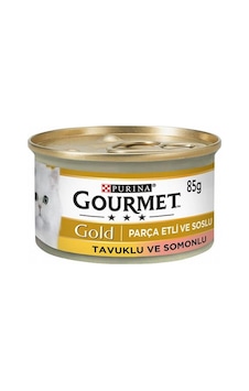 Gourmet Gold Parça Etli Soslu Somon Tavuk Kedi Yaş 85 Gr 24 Adet