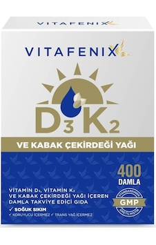Vitafenix D3k2 Ve Kabak Çekirdeği Yağı 400 Damla 20 Ml Vitafenix D3k2 Ve Kabak Çekirdeği Yağı 400 Damla 20 Ml