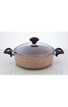 Falez Creamy Granitec 30 Cm Kısa Granit Tencere Karnıyarık Krem