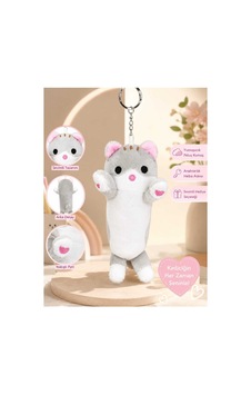 Sevimli Peluş Kedi Anahtarlık Ve Çanta Aksesuarı Gri Gri Sevimli Peluş Kedi Anahtarlık Ve Çanta Aksesuarı Gri Gri