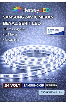 Samsung Şerit Led 24v 2835/60 Ledli Beyaz İç Mekan Ip20 5 Metre/ Paket Samsung Şerit Led 24v 2835/60 Ledli Beyaz İç Mekan Ip20 5 Metre/ Paket