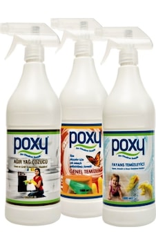Poxy Ağır Yağ Çözücü + Fayans Temizleyici + Genel Temizlik 3 x 1 L Poxy Ağır Yağ Çözücü + Fayans Temizleyici + Genel Temizlik 3 x 1 L