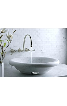 Beyaz Mermer Çember Geçişli Yuvarlak Lavabo Beyaz Mermer Çember Geçişli Yuvarlak Lavabo