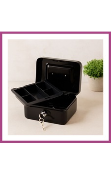 Gees Global Anahtarlı Metal  Kutusu 15x12x8 Cm - 6 Bölmeli Taşıma Kulplu Gbzs