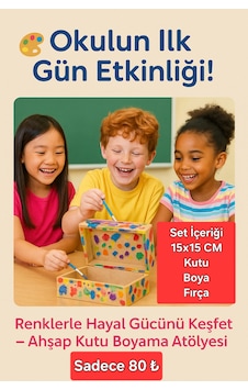 Okul Etkinliği 15x15 Ahşap Kutu Boyama Seti Boya + Fırça Dahil Okul Etkinliği 15x15 Ahşap Kutu Boyama Seti Boya + Fırça Dahil