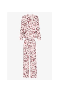 Penti Kırık Beyaz Rahat Çiçekli Uzun Kollu Pantolon Pijama Takımı