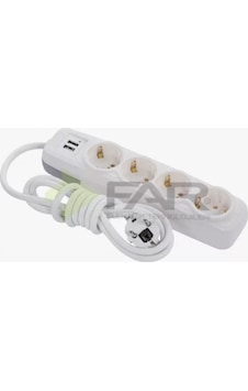FarF512c 4'lü 2 Usb'li Grup Priz 5 Metre Uzun Kablolu Usb Destekli Priz FarF512c 4'lü 2 Usb'li Grup Priz 5 Metre Uzun Kablolu Usb Destekli Priz
