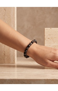 Akik Taşlı Metal Ara Detaylı Boncuk Bileklik Siyah Akik Taşlı Metal Ara Detaylı Boncuk Bileklik Siyah
