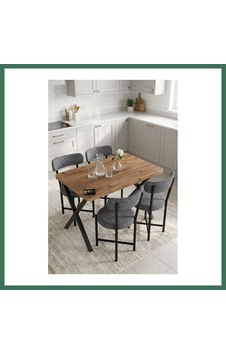 En-cag Mutfak Masası 4 Sandalyeli Set 110x70 Cm Modern Bahçe Cafe Masa Takımı 4 Kişilik Tedy 9880 Gri Bss En-cag Mutfak Masası 4 Sandalyeli Set 110x70 Cm Modern Bahçe Cafe Masa Takımı 4 Kişilik Tedy 9880 Gri Bss