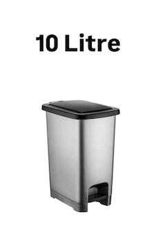 Umbex Pedallı 10 Litre Gri Banyo Mutfak Çöp Kovası Çöp Kutusu Siyah Kapaklı Gri
