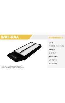 WINKEL WAF-RAA Hava Filtresi 2.0 2.4 Accord 03-06 WINKEL WAF-RAA Hava Filtresi 2.0 2.4 Accord 03-06