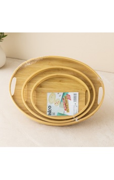 Oval Bambu Ahşap Tepsi Seti 3'lü 20x29, 26x36, 31x45 Cm Çr Oval Bambu Ahşap Tepsi Seti 3'lü 20x29, 26x36, 31x45 Cm Çr