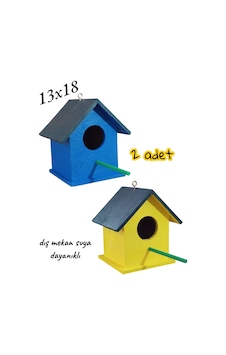 Değerli Hobi Ahşap Kuş Yuvası Kuş Evi 2 Adet 13 x 18 CM