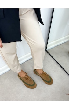 Erva'nın Butiği Taba Hakiki Deri Santa Bağcık Detay Kadın Sneakers-6389 Erva'nın Butiği Taba Hakiki Deri Santa Bağcık Detay Kadın Sneakers-6389