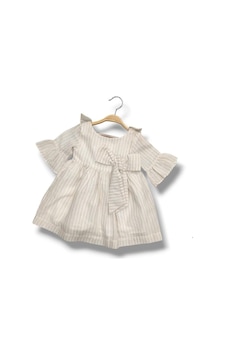 Çikoby Kız Bebek Dokuma Çizgili Elbise Ck50525 Bej Çikoby Kız Bebek Dokuma Çizgili Elbise Ck50525 Bej
