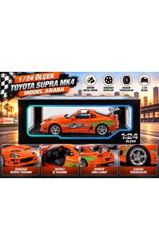 1:24 Toyota Supra Mk4 Metal Model Araba Turuncu Detaylı Jdm Yarış Aracı 1:24 Toyota Supra Mk4 Metal Model Araba Turuncu Detaylı Jdm Yarış Aracı