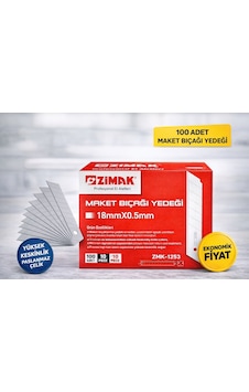 Zimak 18mm Maket Bıçağı Yedeği 0.5mm Karbon Çelik Profesyonel Kesici Uç 10 Lu 10 Paket Zimak 18mm Maket Bıçağı Yedeği 0.5mm Karbon Çelik Profesyonel Kesici Uç 10 Lu 10 Paket