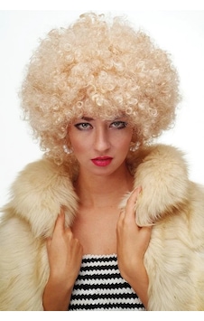 Kıvırcık Afro Altın Renk Peruk 1 Adet Parti Aksesuarı Kıvırcık Afro Altın Renk Peruk 1 Adet Parti Aksesuarı